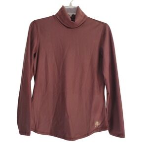 Snow Angel Shirt Women M Doeskin Brown Turtleneck Base Layer Stretch Made in USA